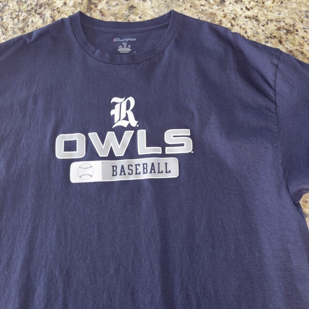 Champion RICE UNIVERSITY Blue Shirt Baseball XXl‎ Cotton 3628